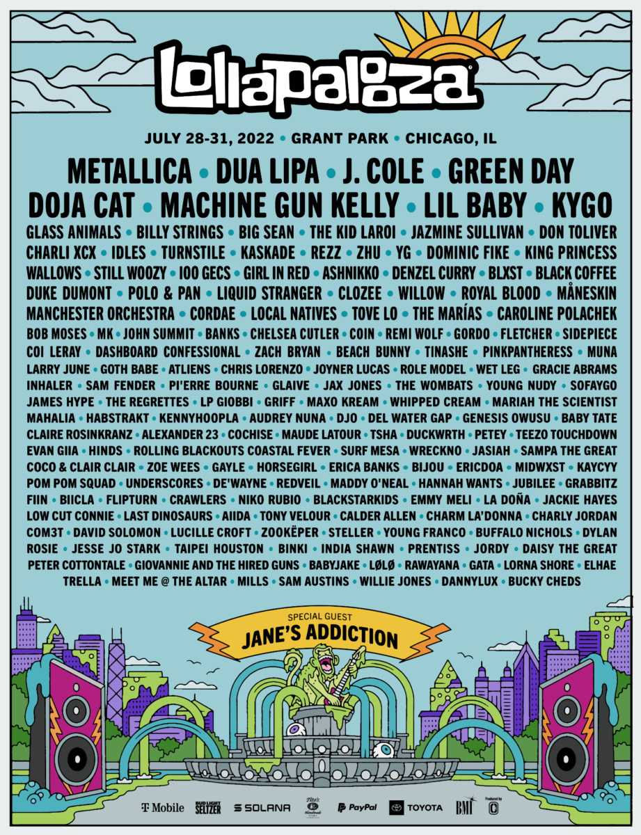 Lollapalooza 2022 lineup Metallica, Dua Lipa, Green Day, and more