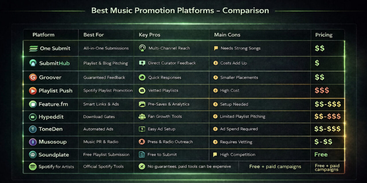 Best Music Promotion Services in 2026 (Ultimate Comparison & Reviews)