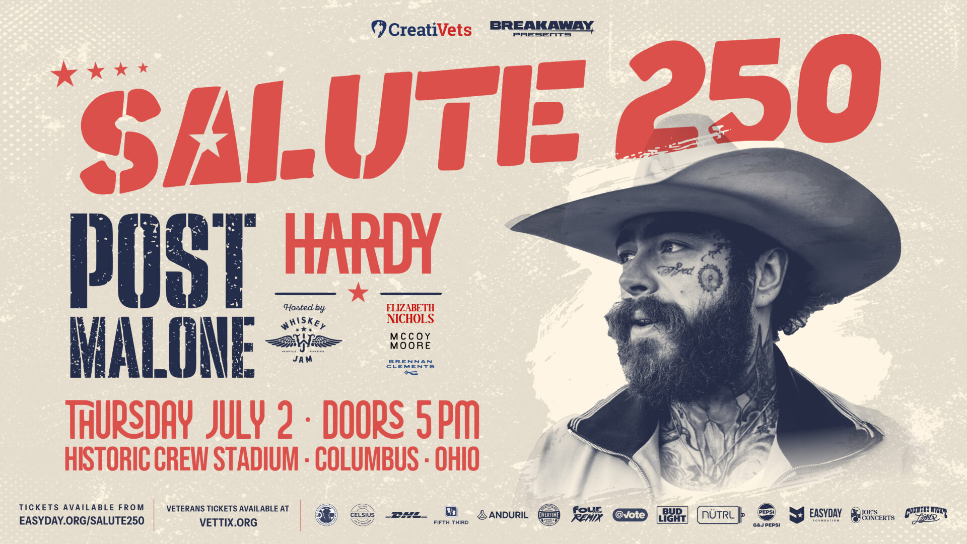 Salute 250 announces charity partnership, additional artists